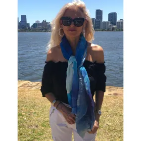💙  Cotton Linen Scarf Blue Ocean