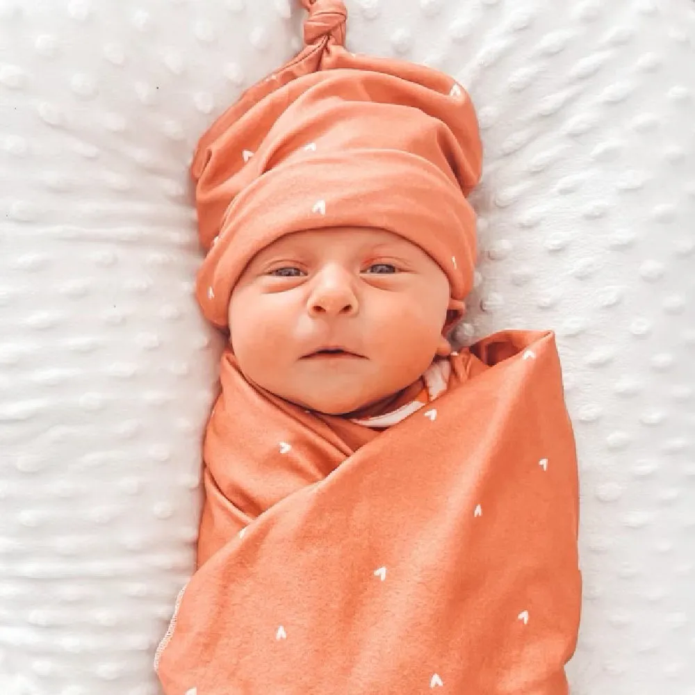 Baby Swaddle   Hat Set - Hearts