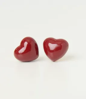 Banned Burgundy Lucky Heart Earrings