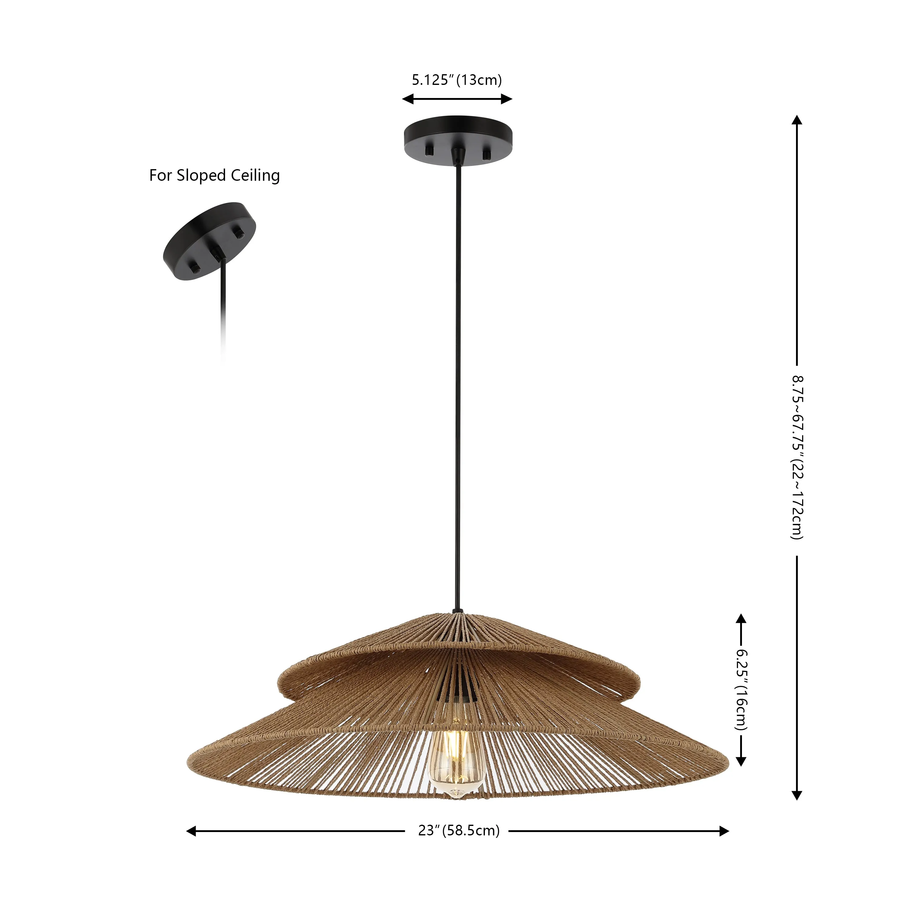 BRUNIA 23 INCH PAPER/IRON PENDANT