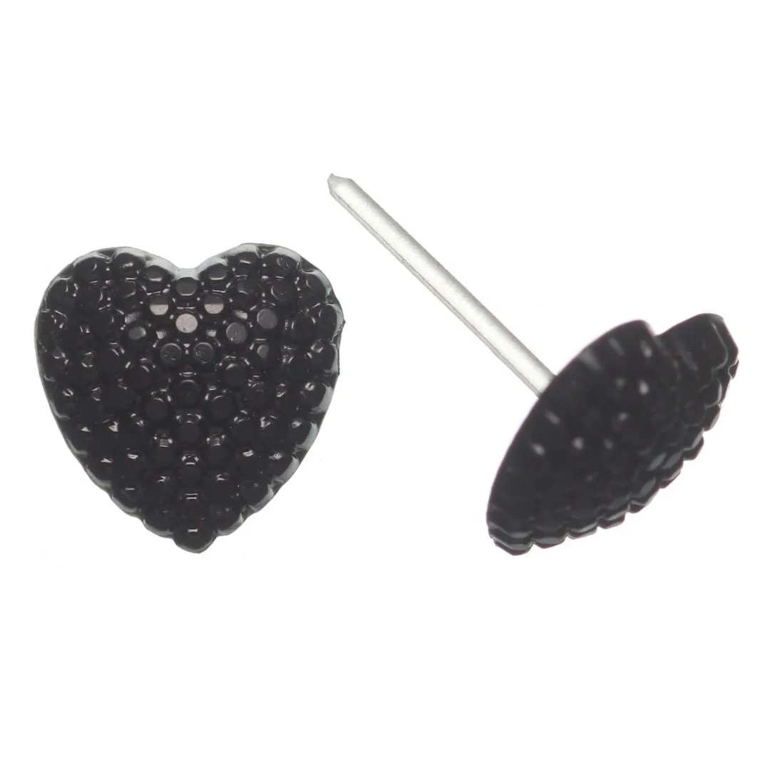 Bubble Heart Studs Hypoallergenic Earrings for Sensitive Ears Made with Plastic Posts