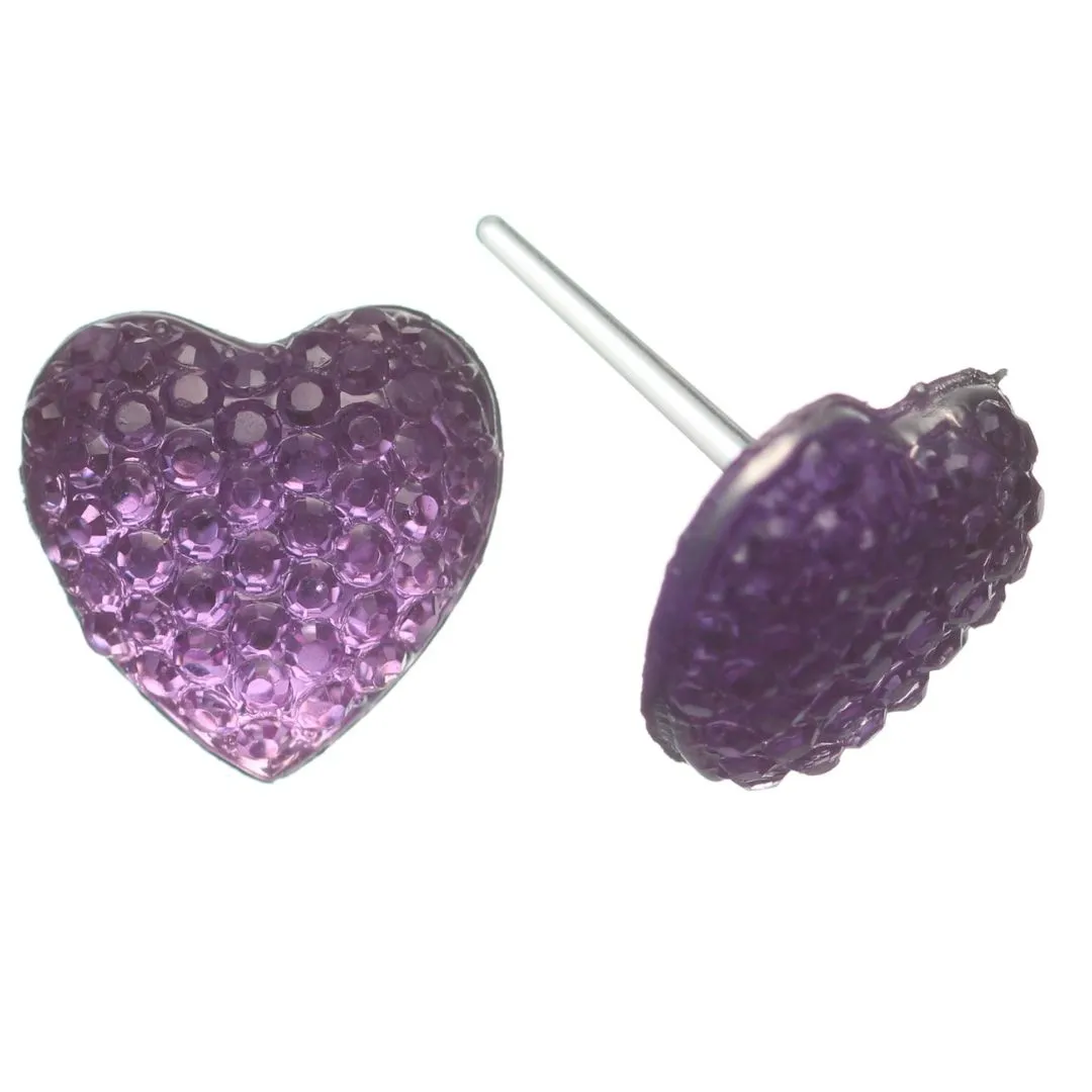 Bubble Heart Studs Hypoallergenic Earrings for Sensitive Ears Made with Plastic Posts