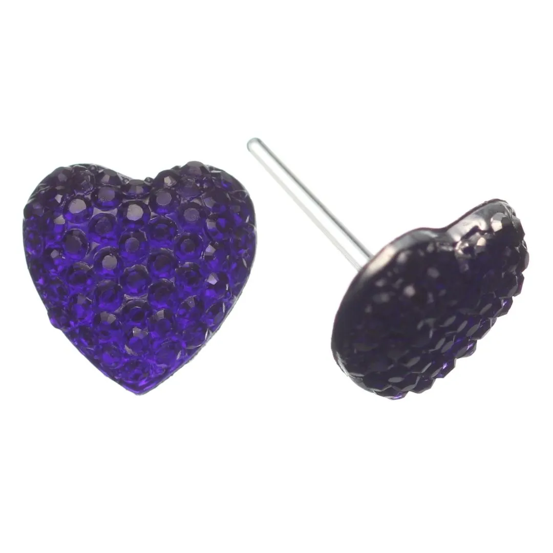 Bubble Heart Studs Hypoallergenic Earrings for Sensitive Ears Made with Plastic Posts