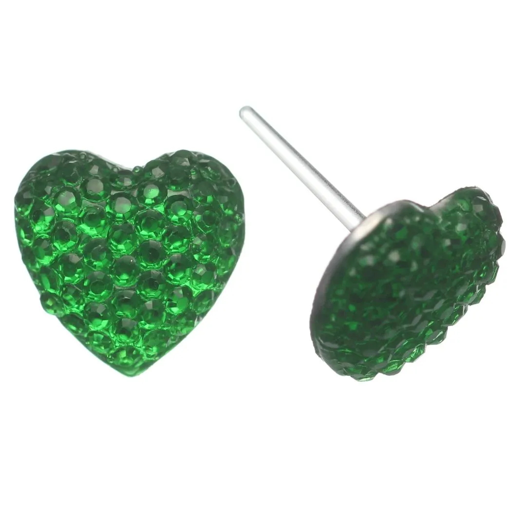 Bubble Heart Studs Hypoallergenic Earrings for Sensitive Ears Made with Plastic Posts