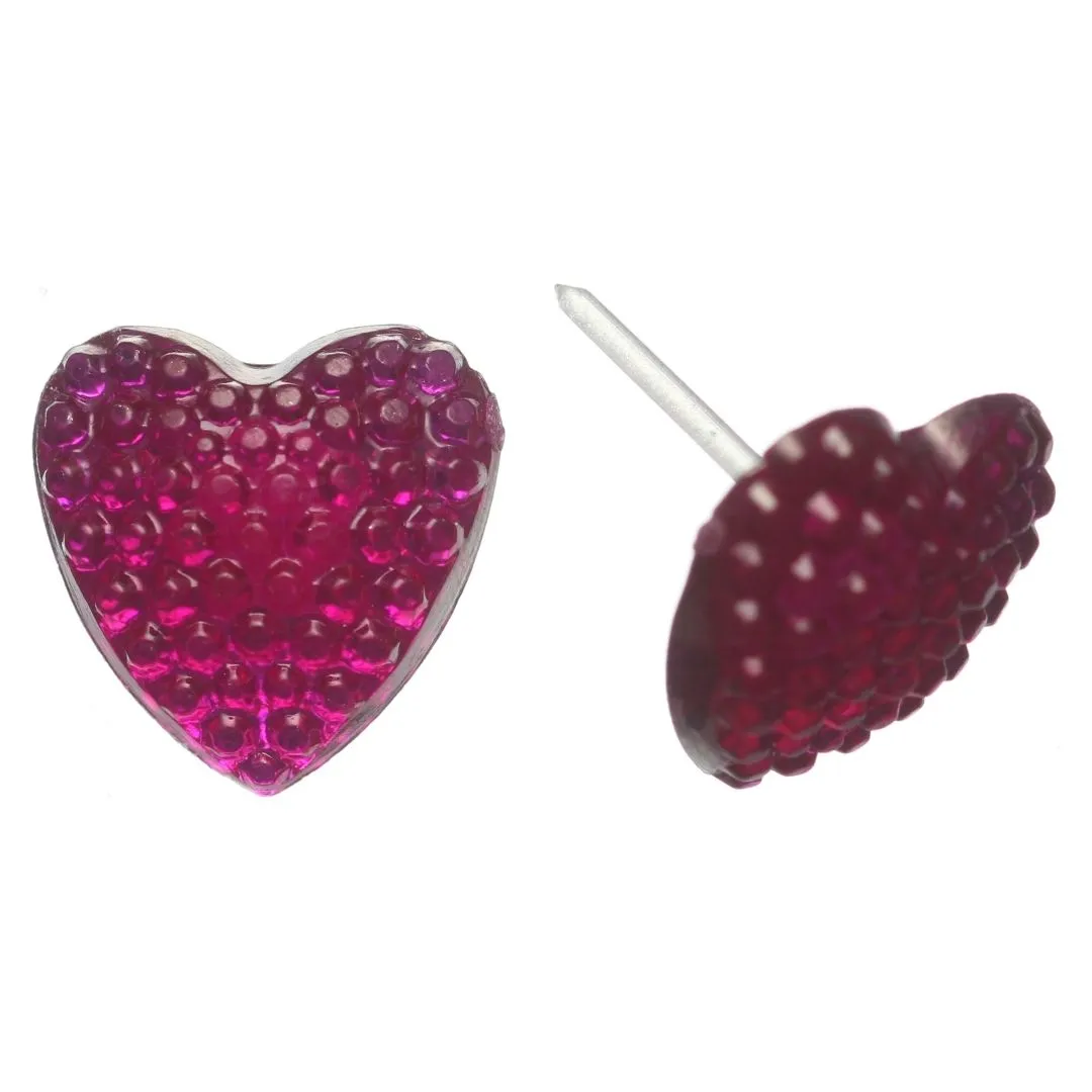 Bubble Heart Studs Hypoallergenic Earrings for Sensitive Ears Made with Plastic Posts