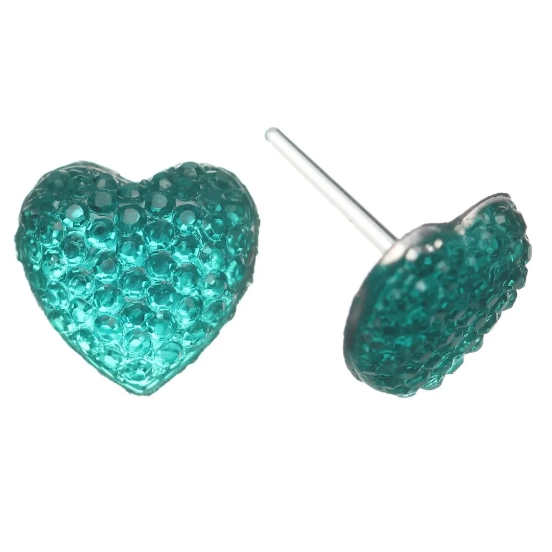 Bubble Heart Studs Hypoallergenic Earrings for Sensitive Ears Made with Plastic Posts