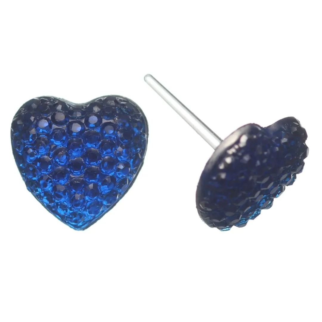 Bubble Heart Studs Hypoallergenic Earrings for Sensitive Ears Made with Plastic Posts