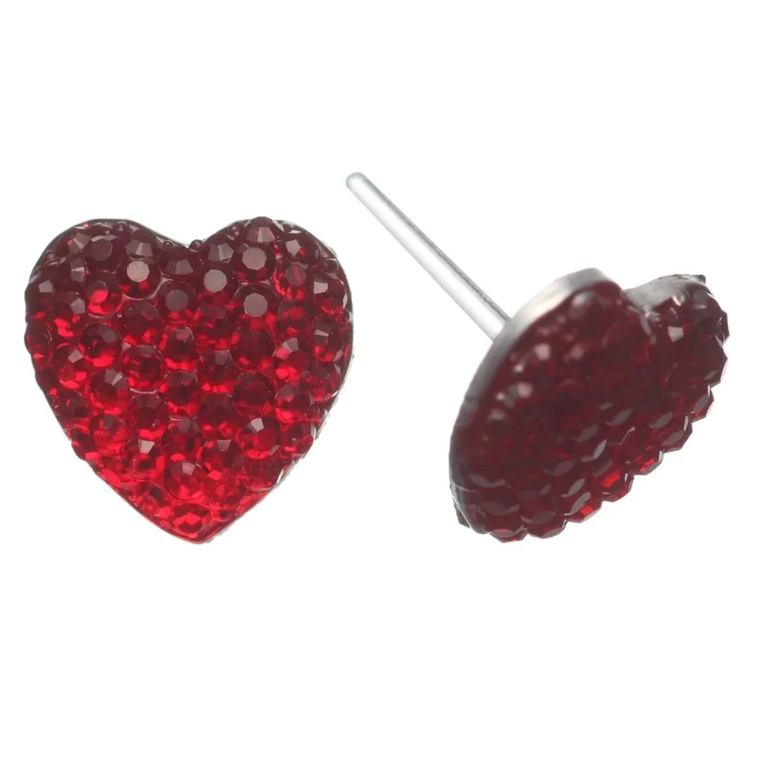 Bubble Heart Studs Hypoallergenic Earrings for Sensitive Ears Made with Plastic Posts