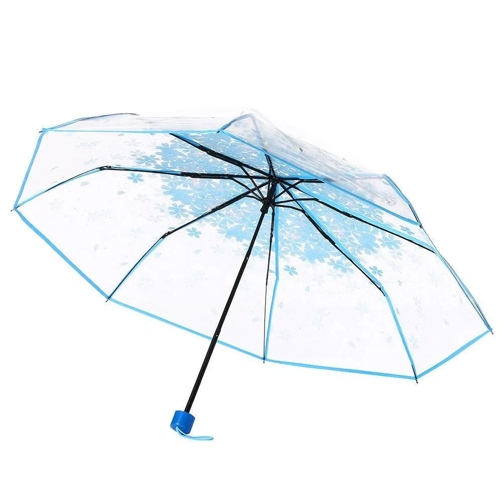 Chic Cherry Blossom UV-Proof Sunshade with Extended Grip Handle