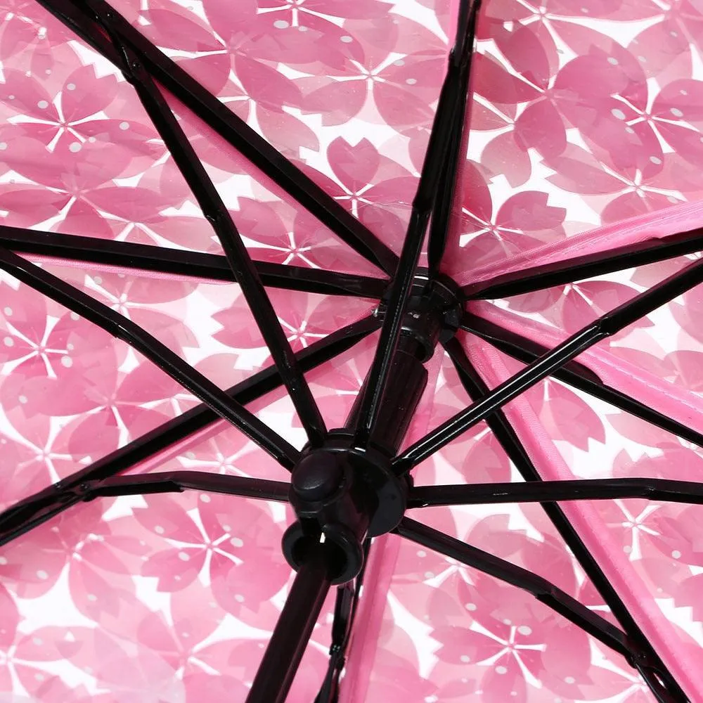Chic Cherry Blossom UV-Proof Sunshade with Extended Grip Handle