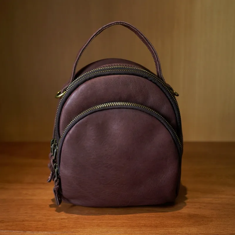 Chic Leather Mini Backpack Purse Black Leather Shoulder Bag
