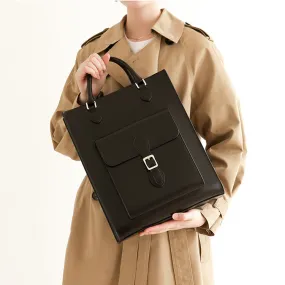 Chic Womens Genuine Leather Shoulder Bags Black Leather Tote