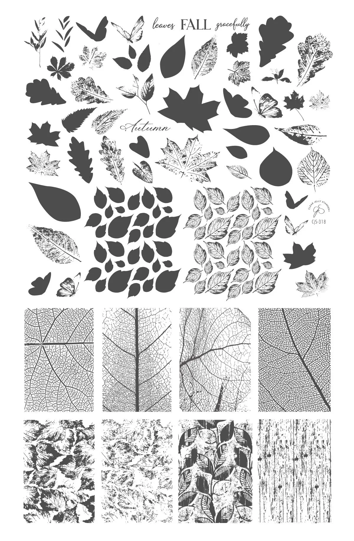 CjS-318 - Graceful leaves | Clear Jelly Stamping Plate