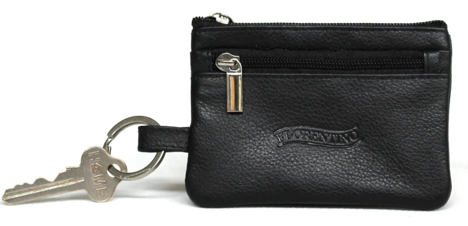 Coin Purse with Key Ring in Full Grain Cow Hide Leather. Style: 11034. Florentino
