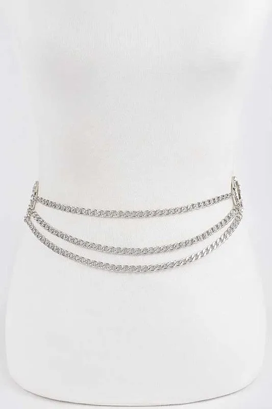 Crystal Ring Layered Chain Belt