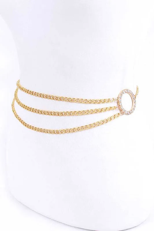 Crystal Ring Layered Chain Belt