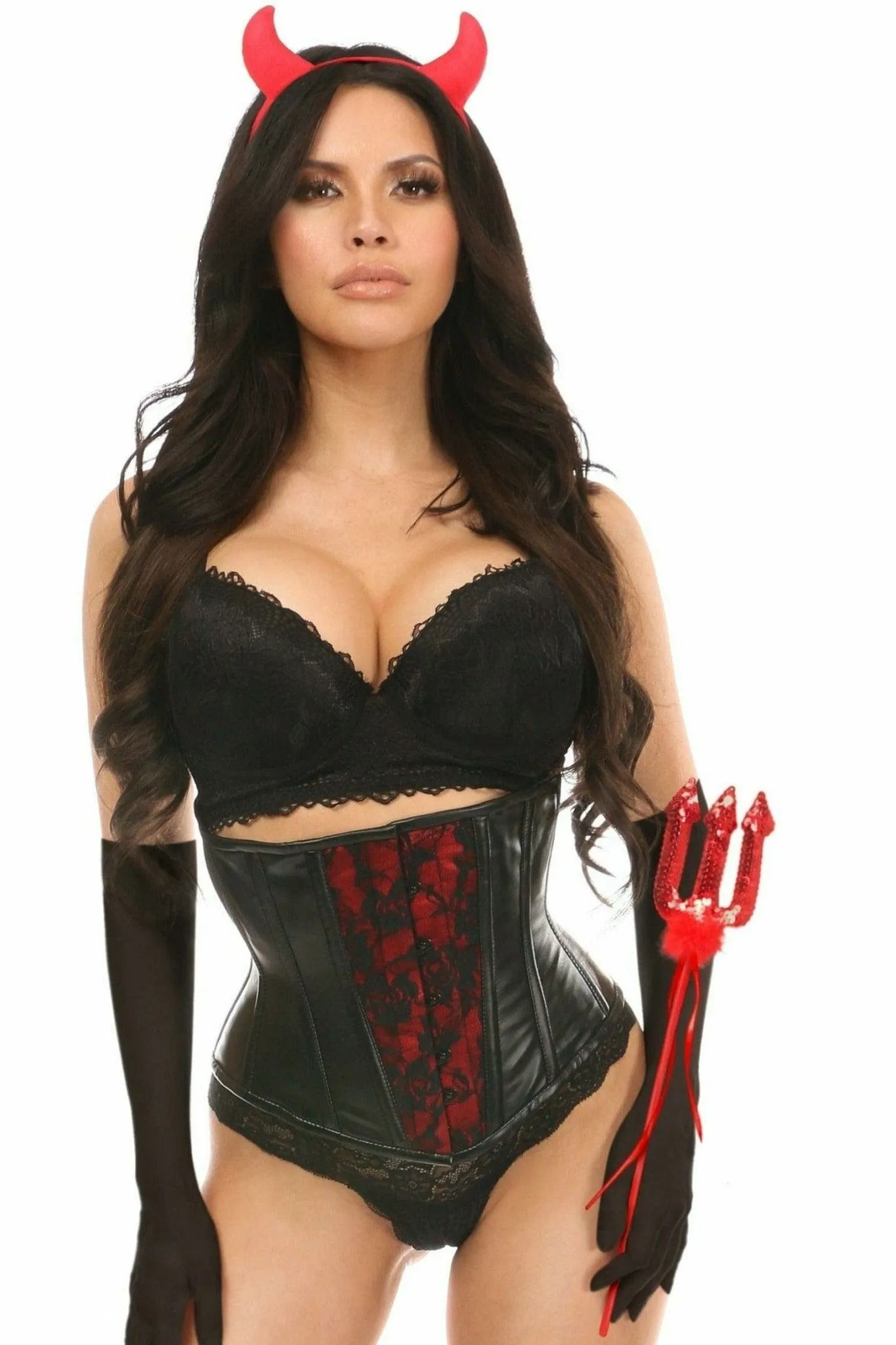 Deluxe 4 Piece Sexy Gothic Devil Corset Halloween Costume
