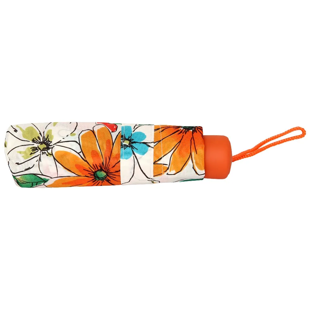 FabSeasons 5 fold Floral Printed Small Compact Manual Orange Umbrella