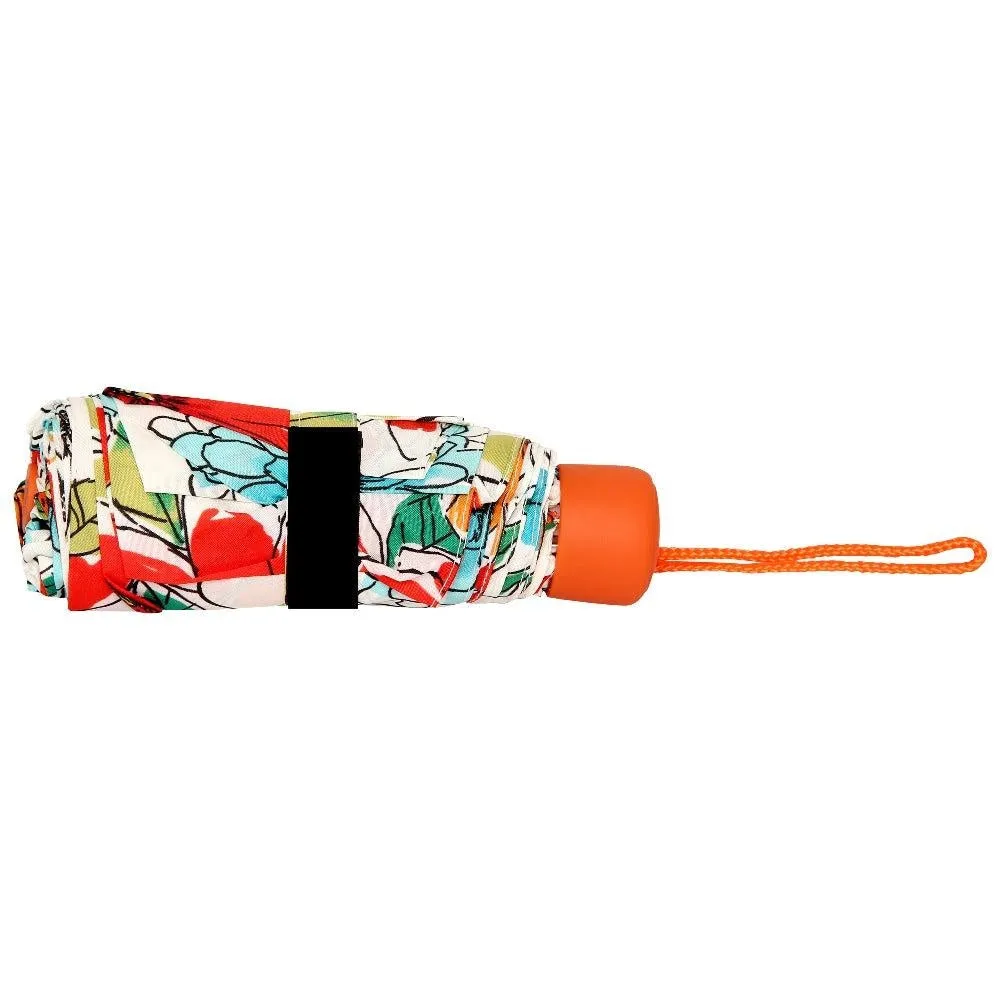 FabSeasons 5 fold Floral Printed Small Compact Manual Orange Umbrella