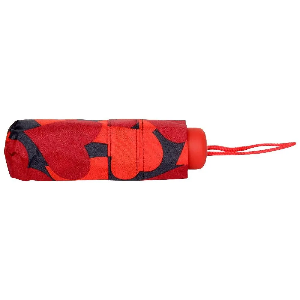 FabSeasons 5 fold Floral Printed Small Compact Manual Red Umbrella