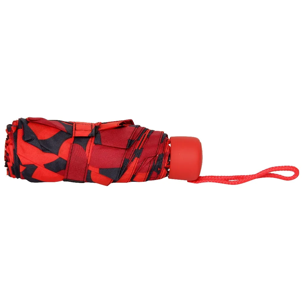 FabSeasons 5 fold Floral Printed Small Compact Manual Red Umbrella
