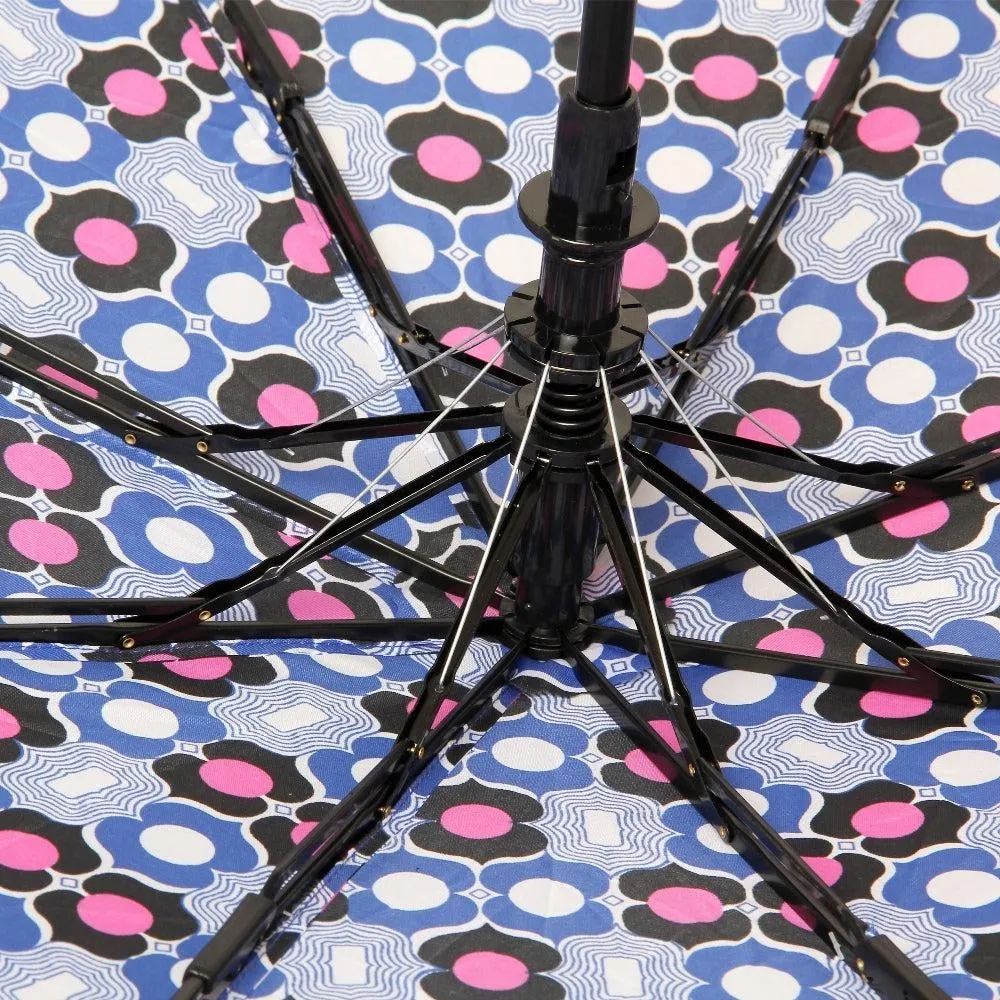 FabSeasons Blue Symmteric Print 3 fold Umbrella