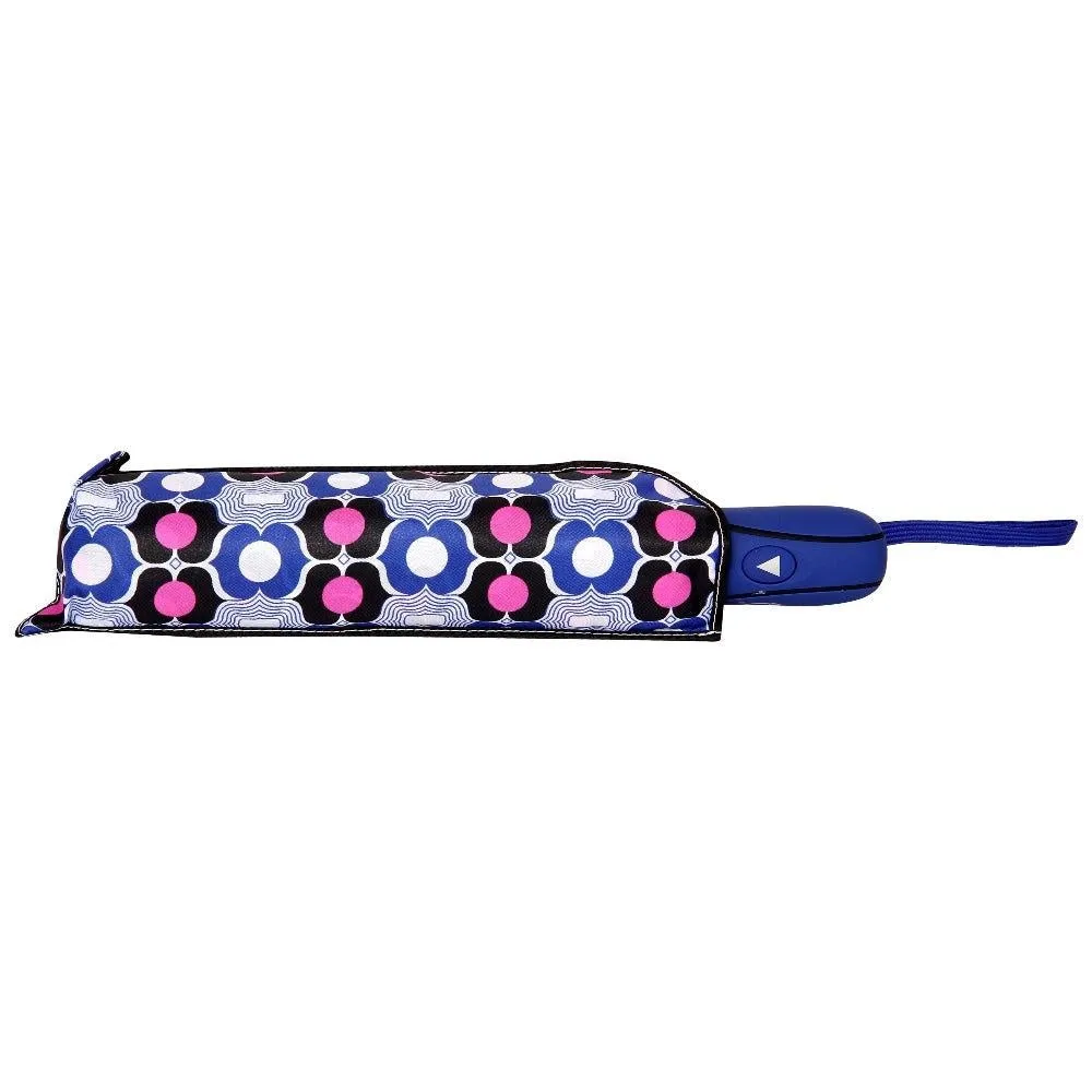 FabSeasons Blue Symmteric Print 3 fold Umbrella