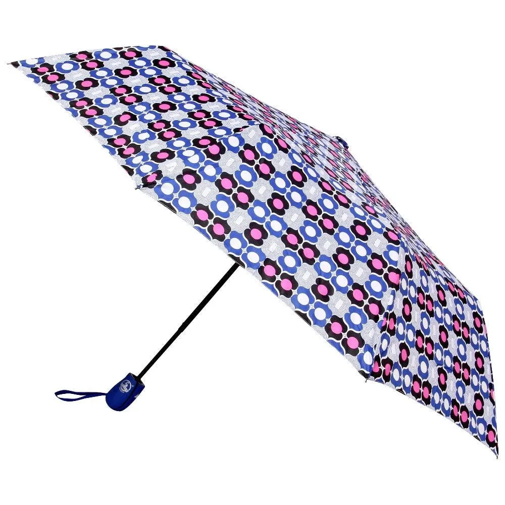 FabSeasons Blue Symmteric Print 3 fold Umbrella