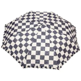 Fabseasons Checkered Grey Checks Printed 3 Fold Semi Umbrella with Frills