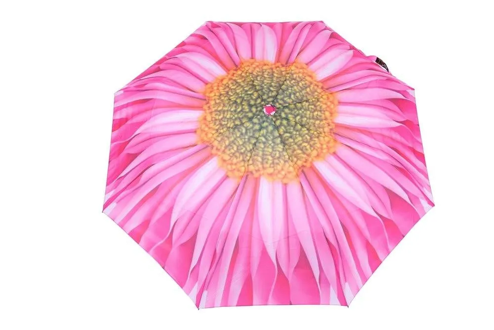 FabSeasons Green Floral Digital Printed Semi Automatic 3 fold Umbrella