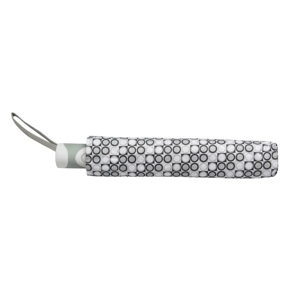 FabSeasons Grey Geometric Printed 3 Fold Fancy Automatic Umbrella