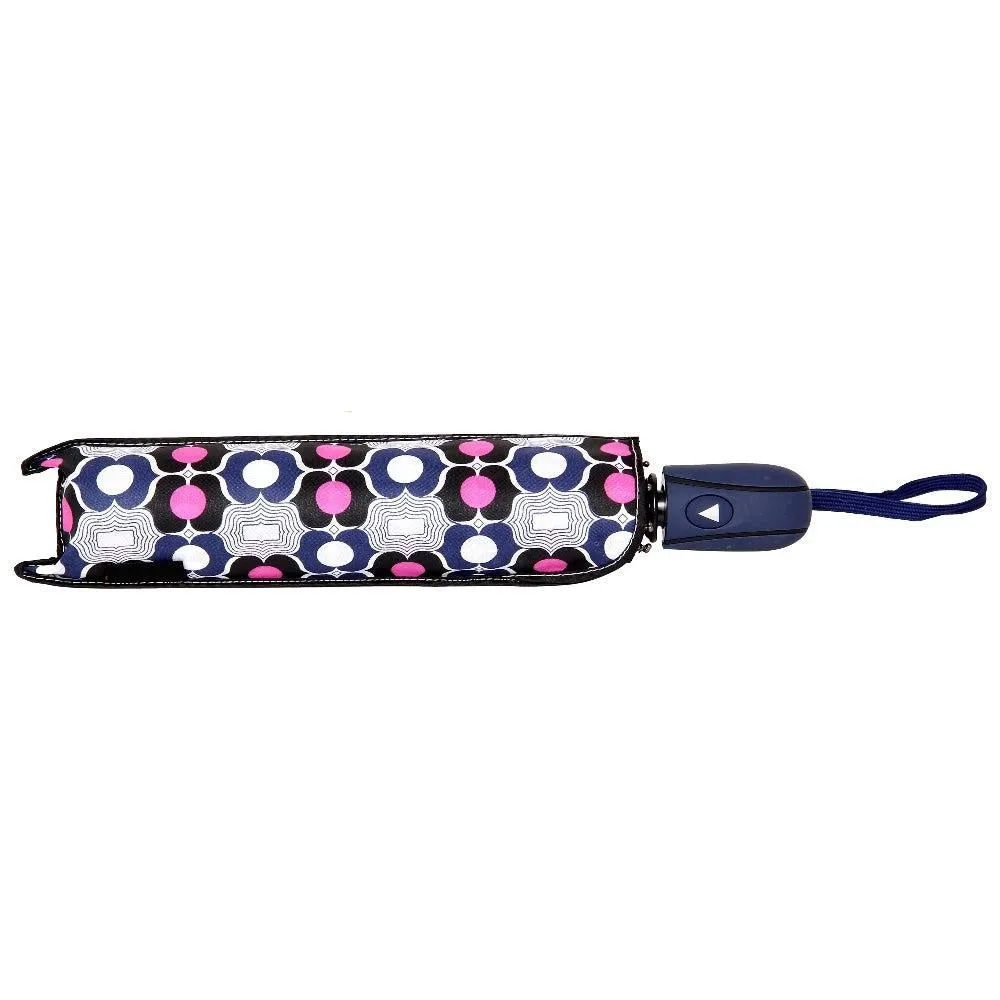 FabSeasons Navy Symmteric Print 3 fold Umbrella