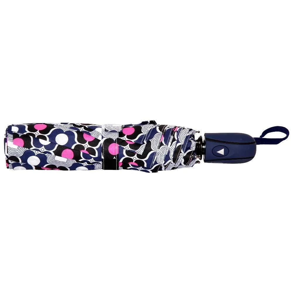 FabSeasons Navy Symmteric Print 3 fold Umbrella