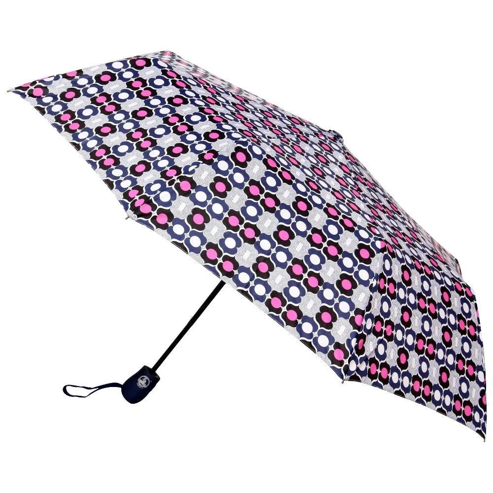 FabSeasons Navy Symmteric Print 3 fold Umbrella