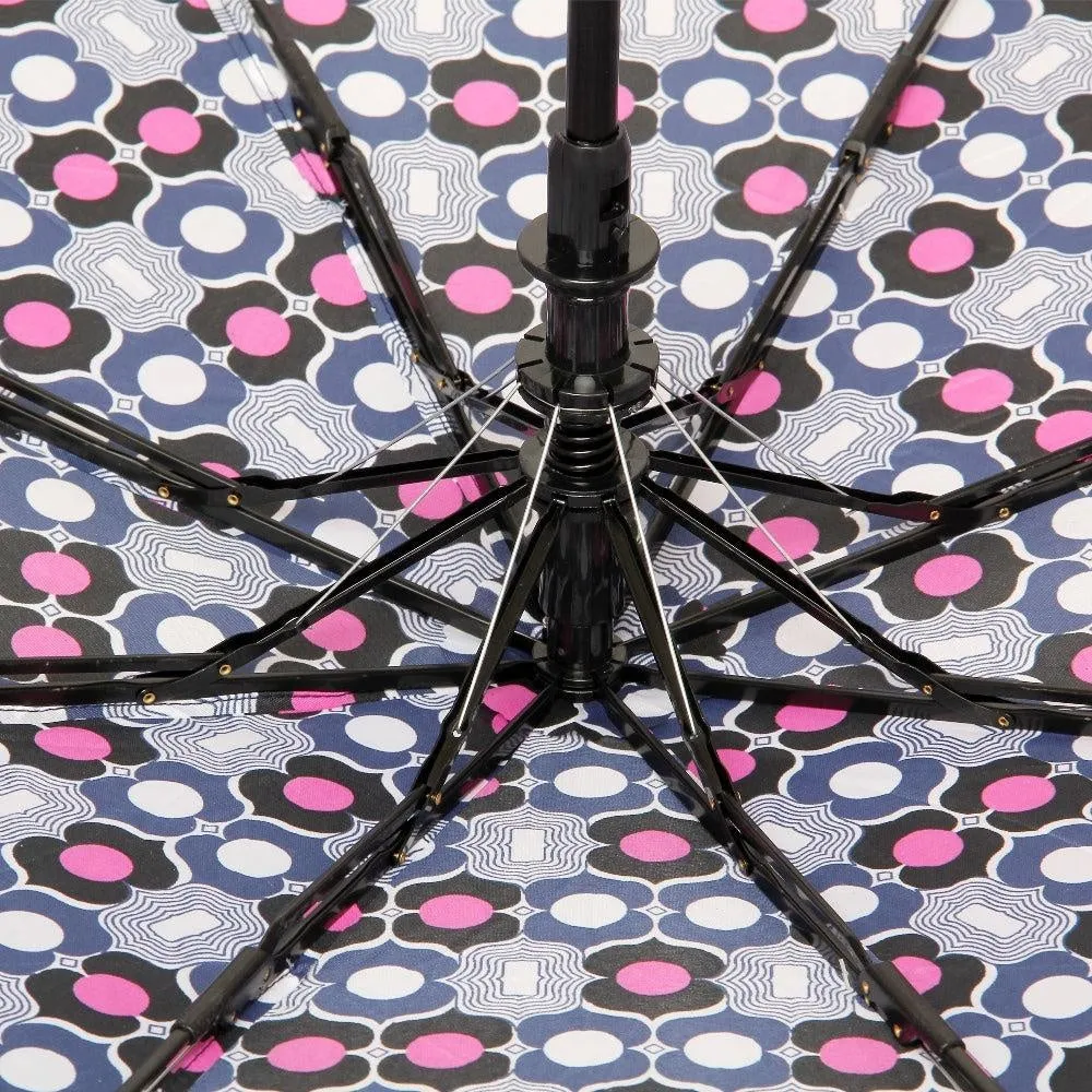 FabSeasons Navy Symmteric Print 3 fold Umbrella