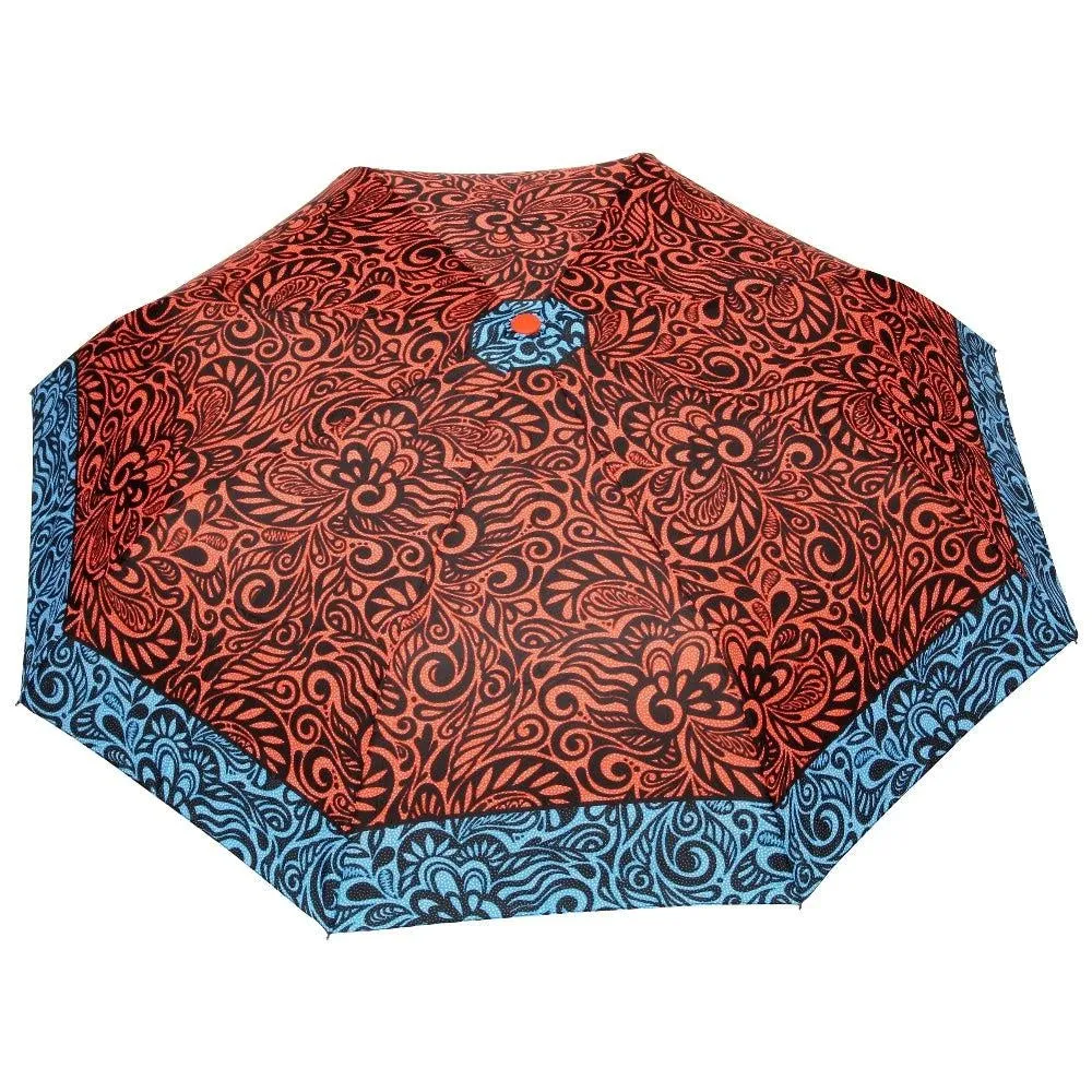 FabSeasons Orange Symmteric Print 3 fold Umbrella