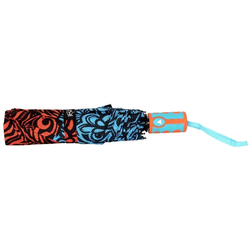 FabSeasons Orange Symmteric Print 3 fold Umbrella