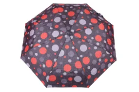 FabSeasons Red Dotted Digital Printed 3 Fold Fancy Automatic Black Umbrella