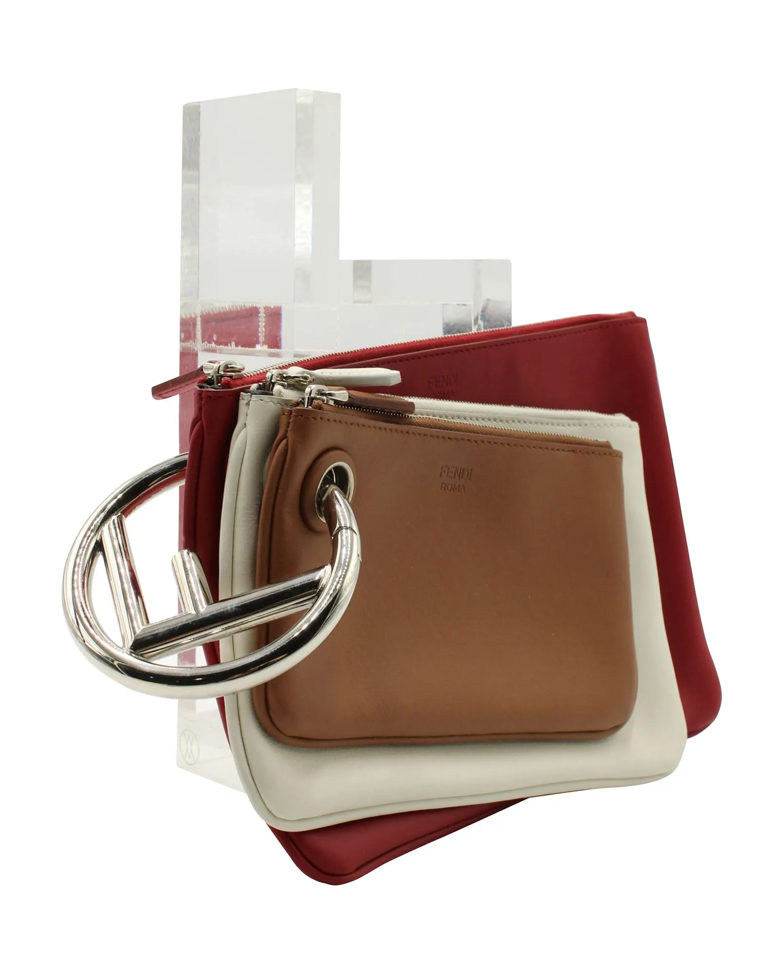Fendi Triplette Pouch in Multicolor Leather