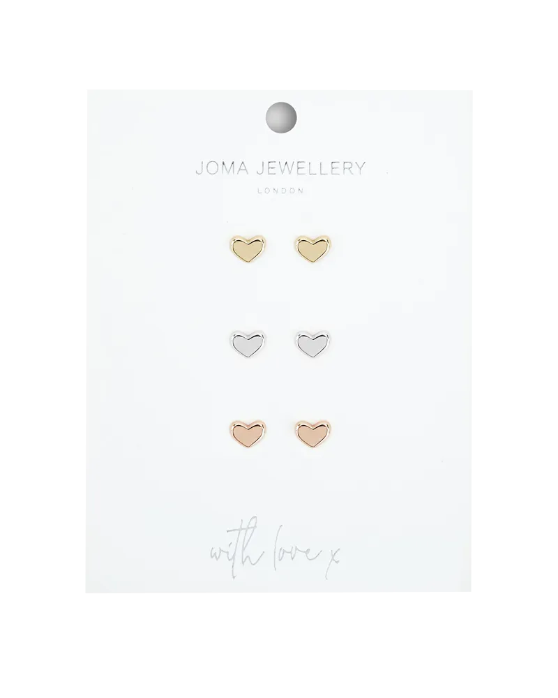 Florence Heart Stud Earrings in Silver & Gold