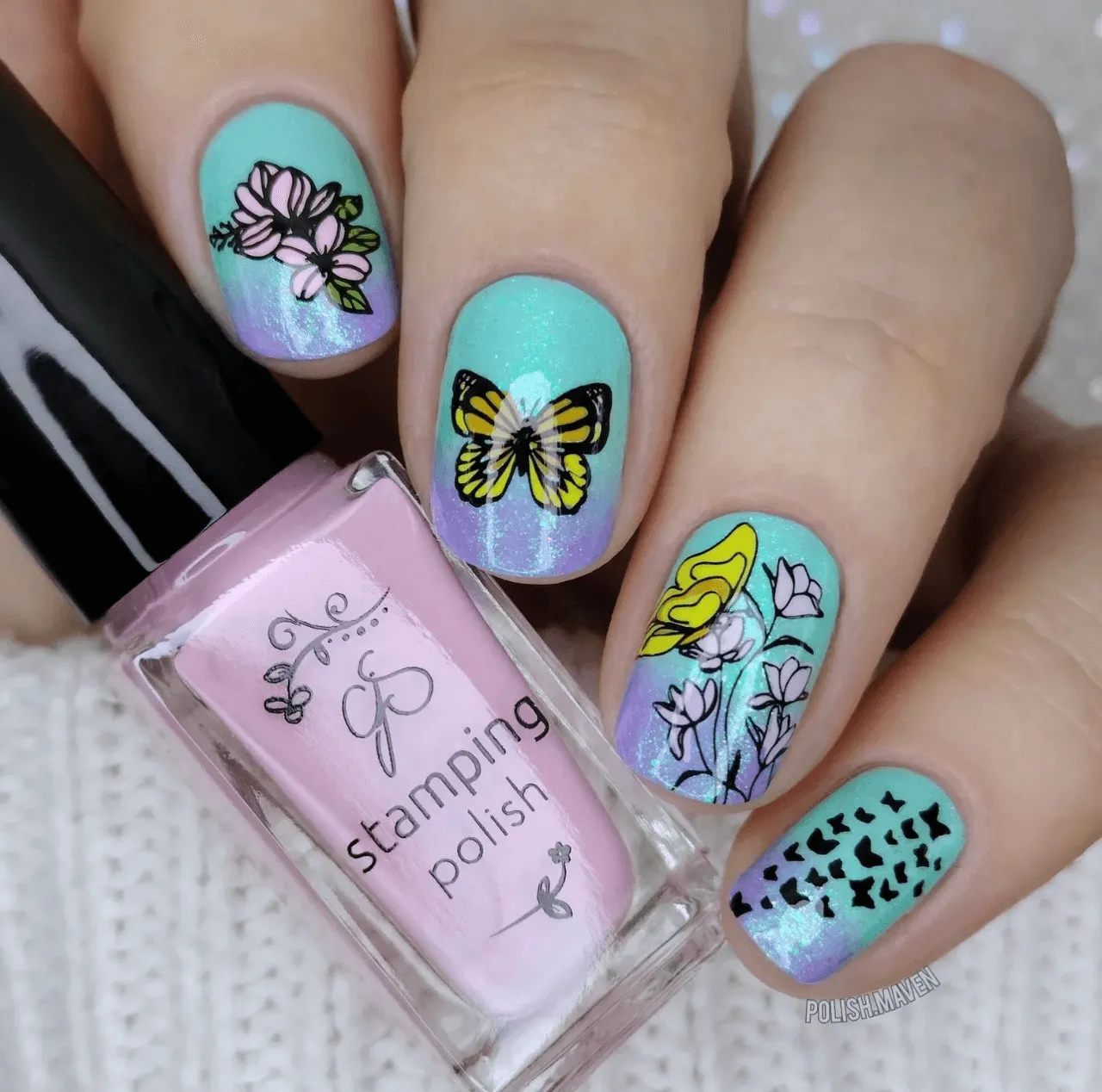 Flutterby (CjS-278) Steel Nail Art Layered Stamping Plate