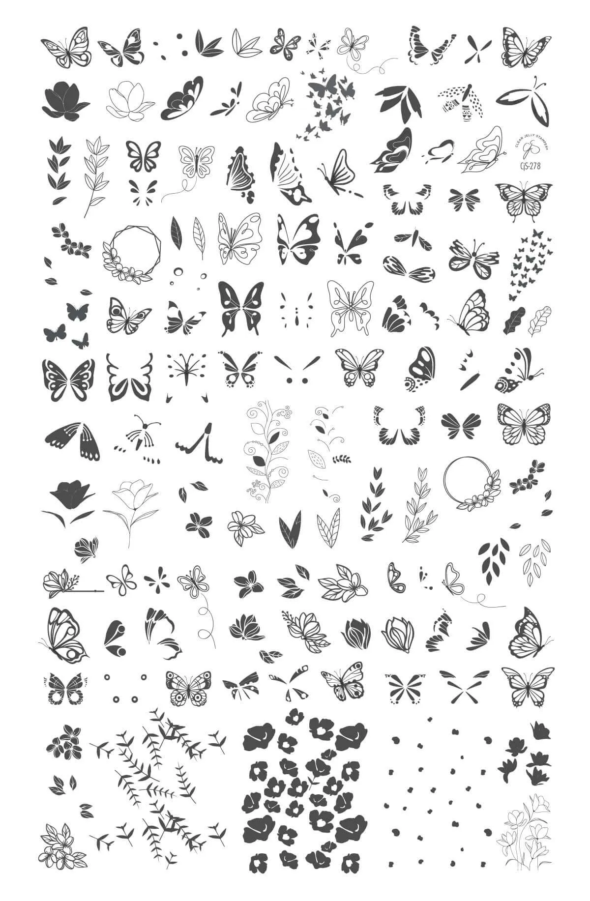 Flutterby (CjS-278) Steel Nail Art Layered Stamping Plate