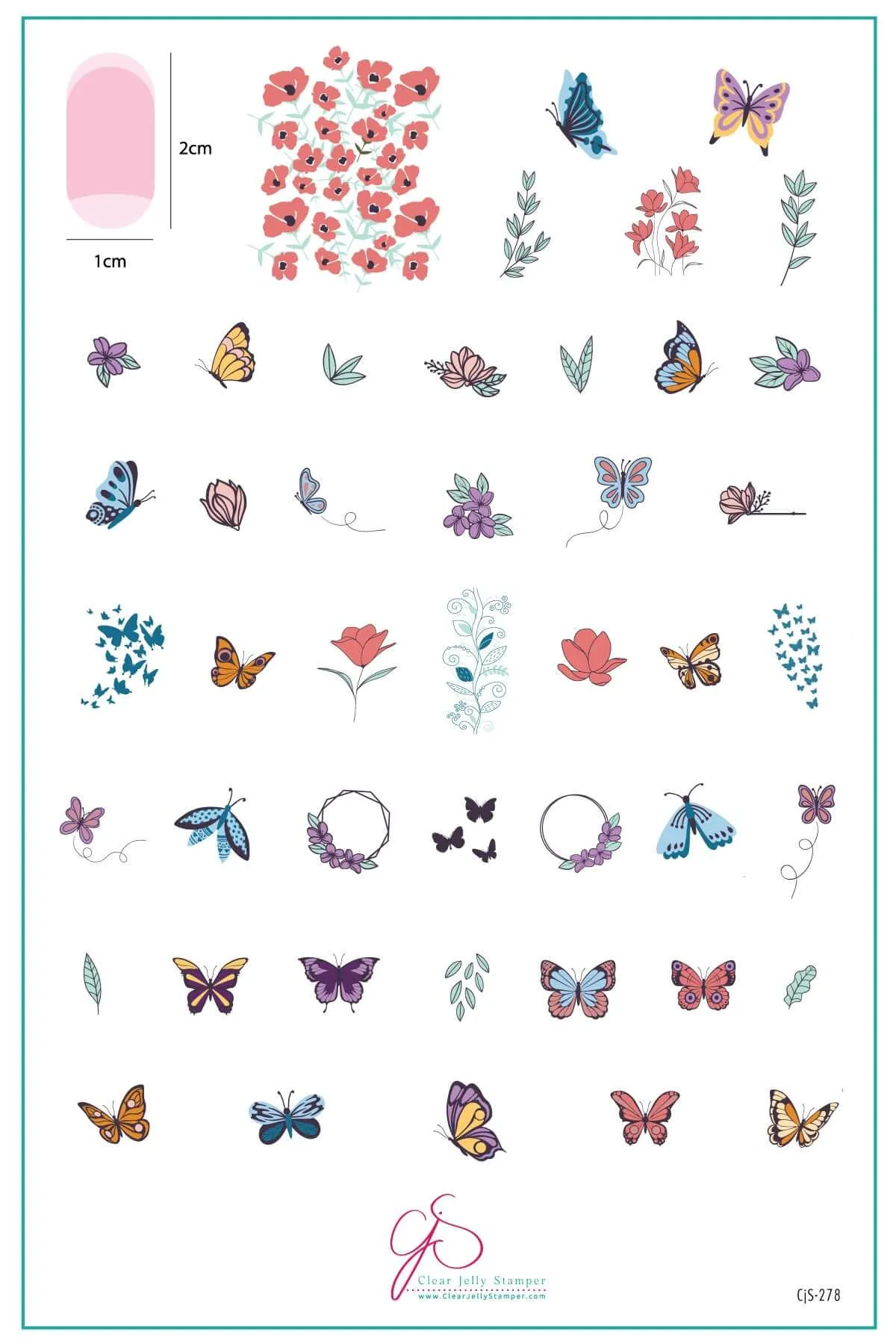 Flutterby (CjS-278) Steel Nail Art Layered Stamping Plate