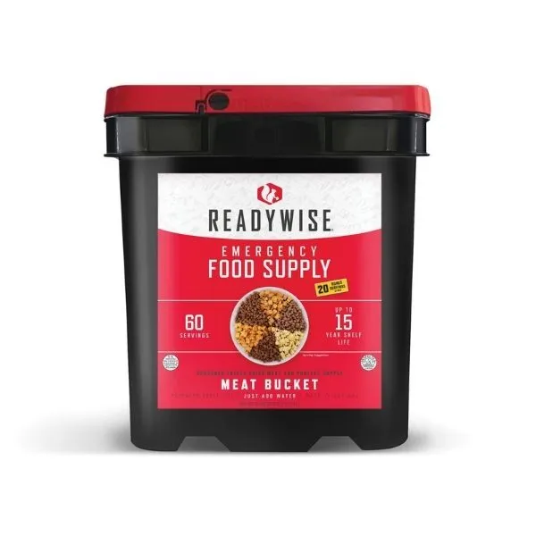 Freeze Dried Meat Bucket (60 Serving) and 20 Servings of Rice