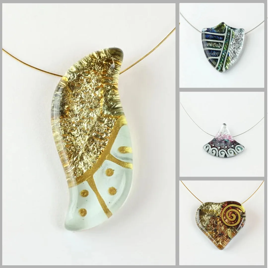 Handmade Uniquely Shaped Fused Glass Necklaces