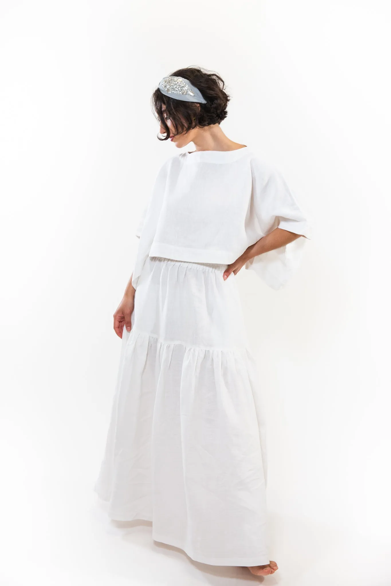 Hard Embroidered Headband | Ash