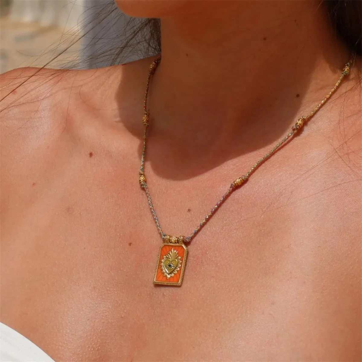Hot Selling Fashion Colorful Love Tarot Card Necklace