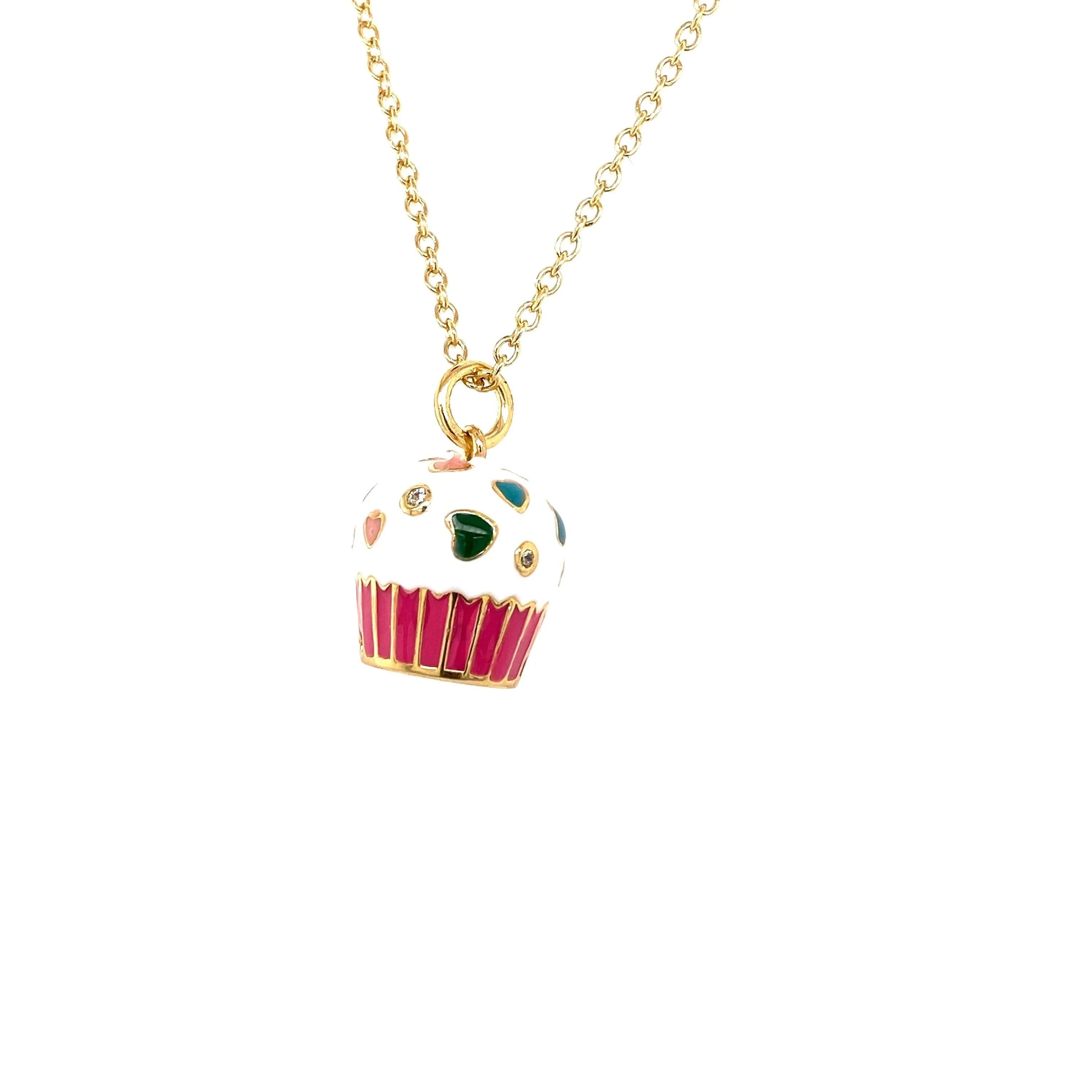 Kids Necklace With Cute Enamel Cupcake Pendant