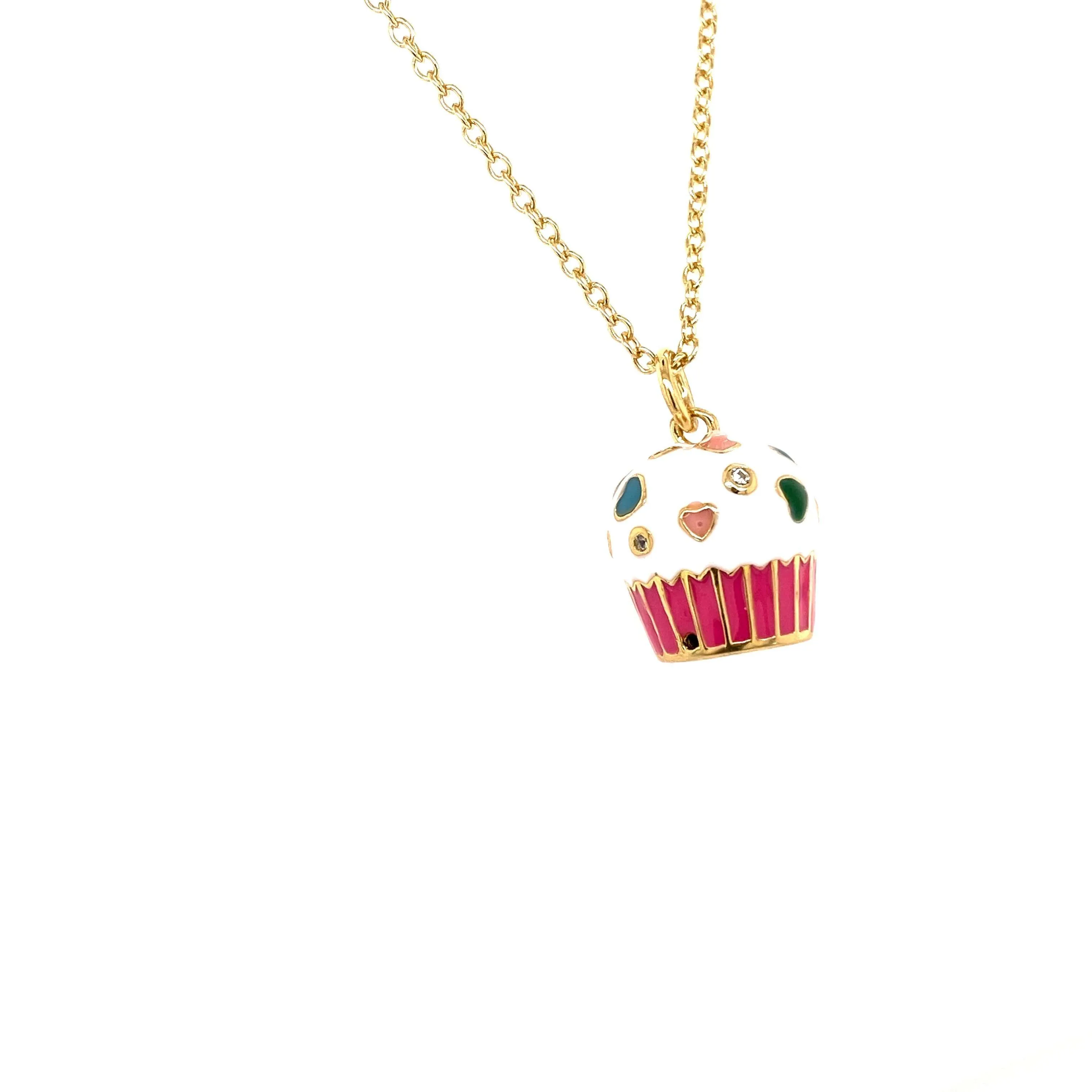 Kids Necklace With Cute Enamel Cupcake Pendant