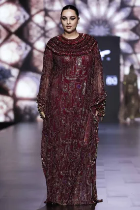Maroon Crystal Shimmer Kaftan